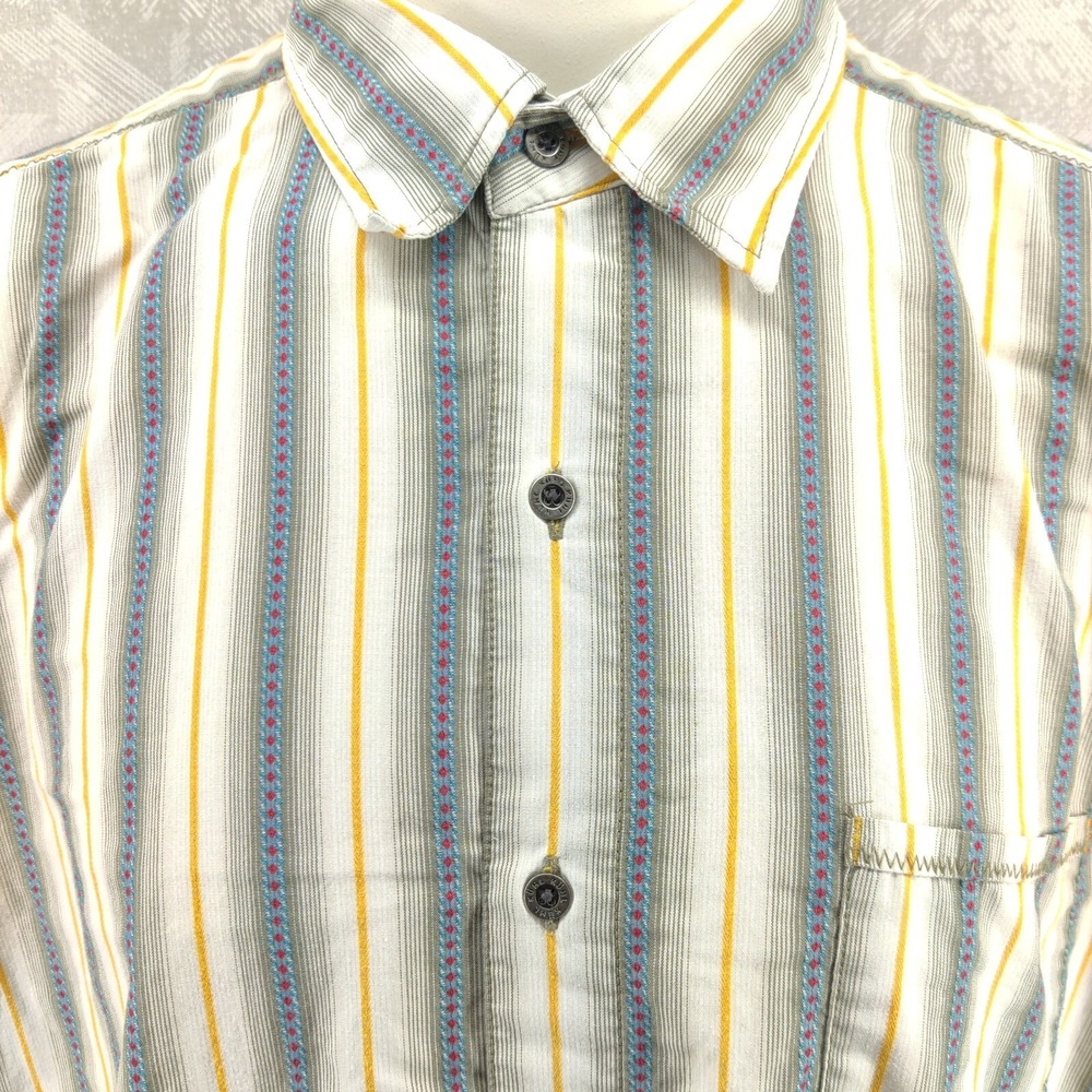 Kuhl Shirt Mens XXL 2XL White Blue Striped Aztec Western Button‎ Up Outdoors
